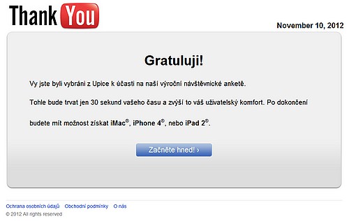 Gratulujeme, mete vyhrt IPod