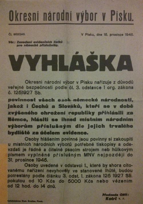 Vyhlka o povinn registraci osob nmeck nrodnosti