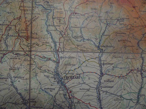 okolí Vrchlabí na staré mapě Krkonoš