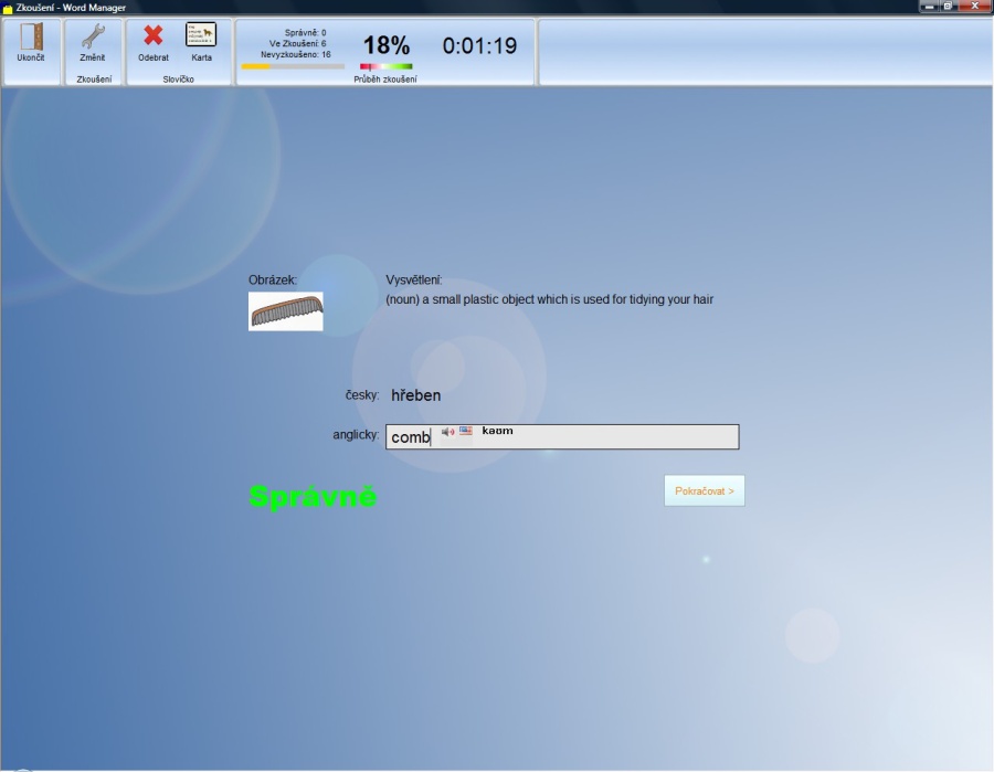 Komplexní zkoušení - správná odpověď