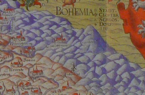 Část Helwigovy mapy se Sněžkou a Krakonošem