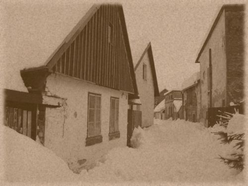 Rádobystarodávný obrázek Tkalcovské ulice