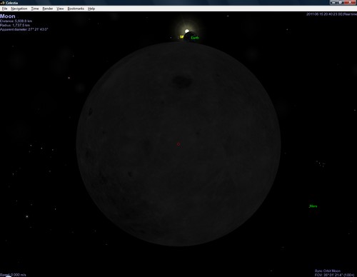 Potek zatmn Msce v programu Celestia