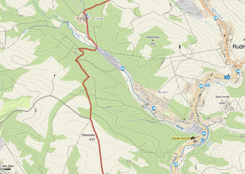 Mapa cesty mezi Lznmi Fot a Planinkou