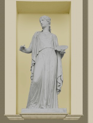 Nádherná socha z letohrádku Tři Grácie, která symbolizuje malířství