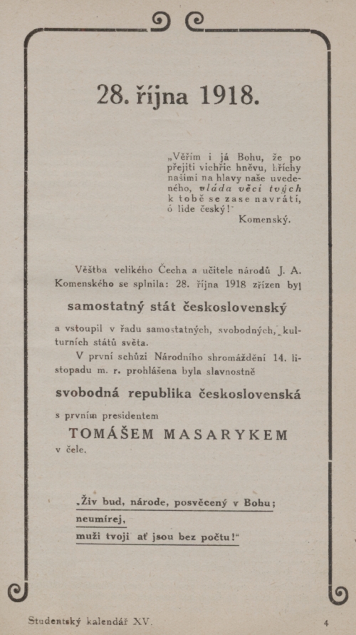 28. jna 1918 se zrodil stt eskoslovensk