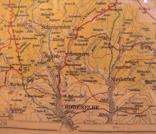 Okol Vrchlab na star turistick map